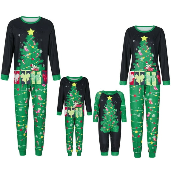 DuAnyozu Family Matching Pajamas Christmas Sleepwear Long Sleeve Sleep Shirt with Plaid Pants Soft Loungewear Pjs Set S-XXL