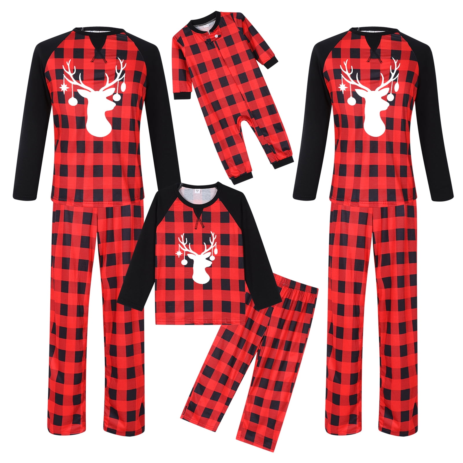 DuAnyozu Holiday Christmas Family Pajamas Matching Set Moose Xmas Pjs ...