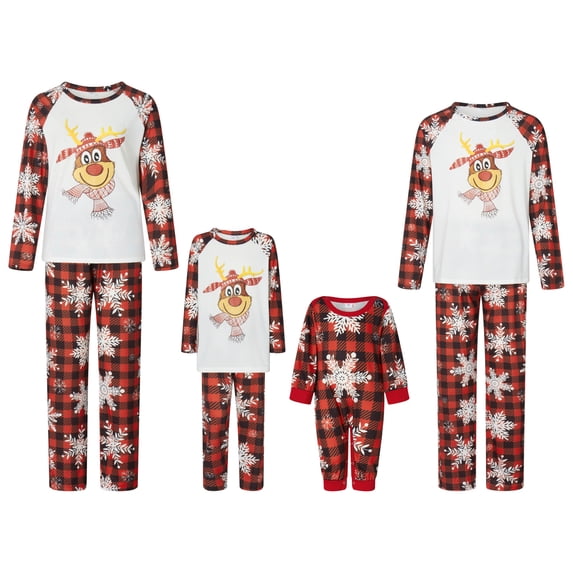DuAnyozu Matching Christmas Family Pajamas Sets, Matching Pajamas for Xmas, Santa Elf Reindeer Print Loungewear
