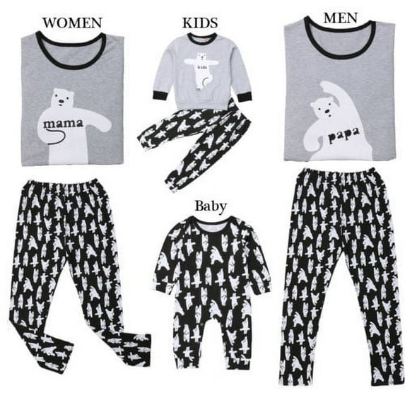 DuAnyozu Matching Christmas Pajamas for Family, Funny Holiday Cute Let It Snow Print Tops and Plaid Pants Xmas Sleepwear Pjs Set