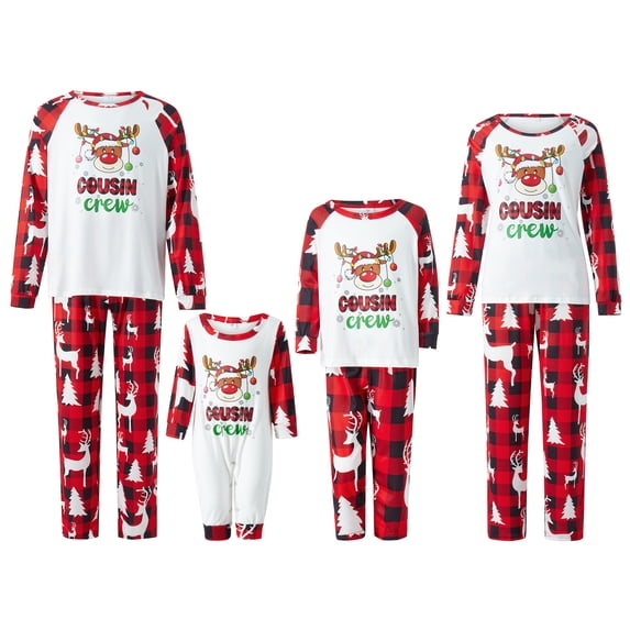 DuAnyozu Matching Family Christmas Pajamas Set, Xmas Holiday PJs for Women/Men/Kids, Letter Printed Loungewear Sleepwear