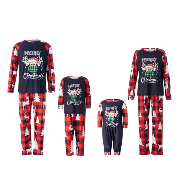 DuAnyozu Matching Family Christmas Pajamas Sets Holiday PJ's with ELF Printing Loungewear Sleepwear