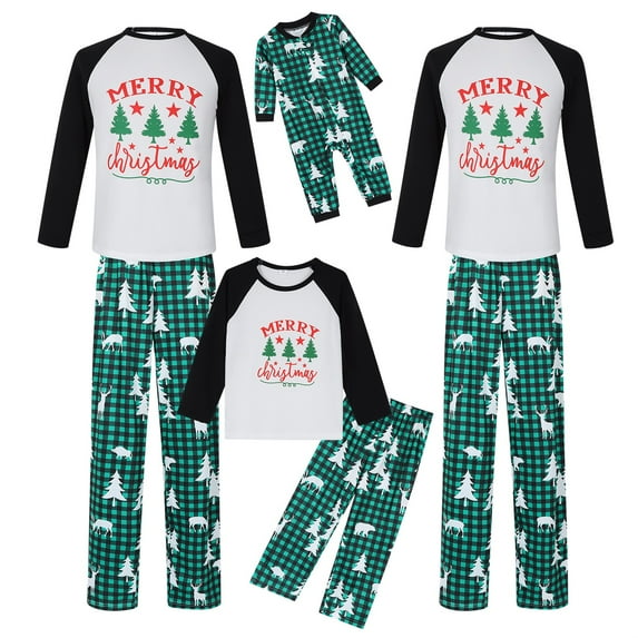 DuAnyozu Matching Family Pajamas Sets Long Sleeve Christmas Reindeer Plaid Pjs Striped Women Holiday Sleepwear Homewear