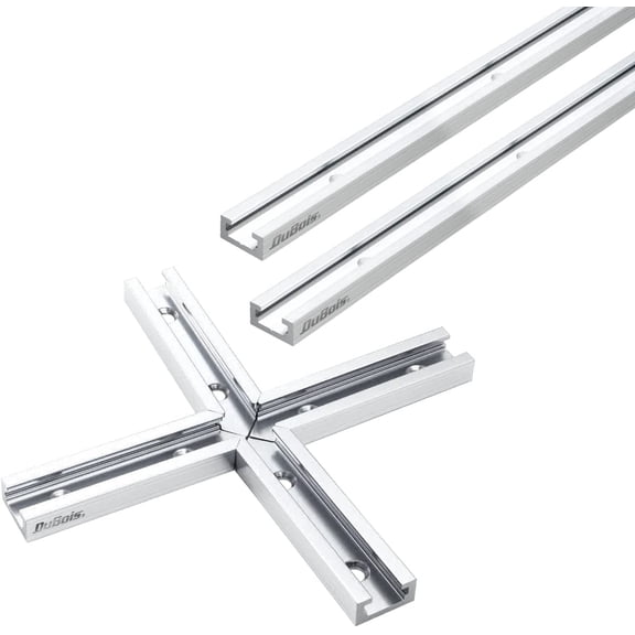DuBois 51038 36” Universal T-Tracks with Intersection Kit for Woodworking, Aluminum Double Cut Profile and Predrilled Mounting Holes