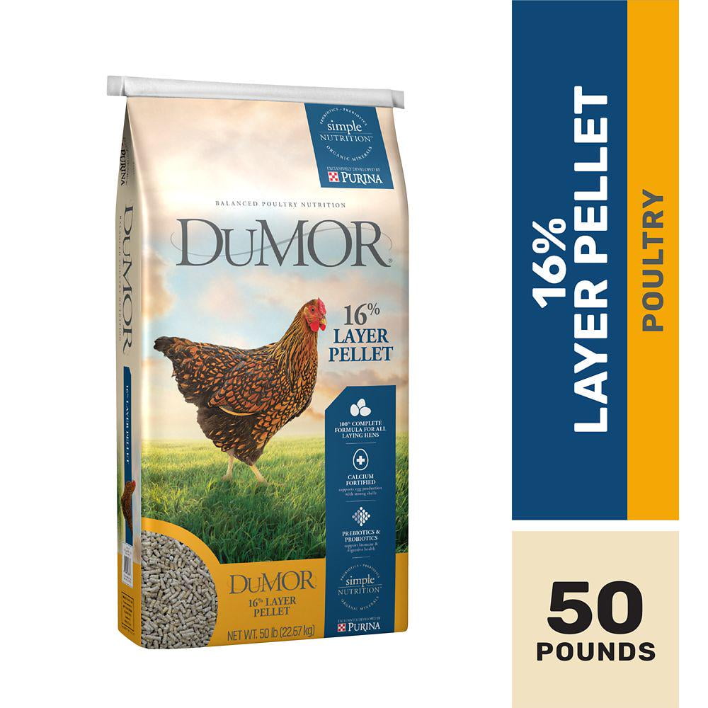 DuMOR 16 Layer Poultry Feed Pellets, Calcium Fortified, 50 lb. Bag