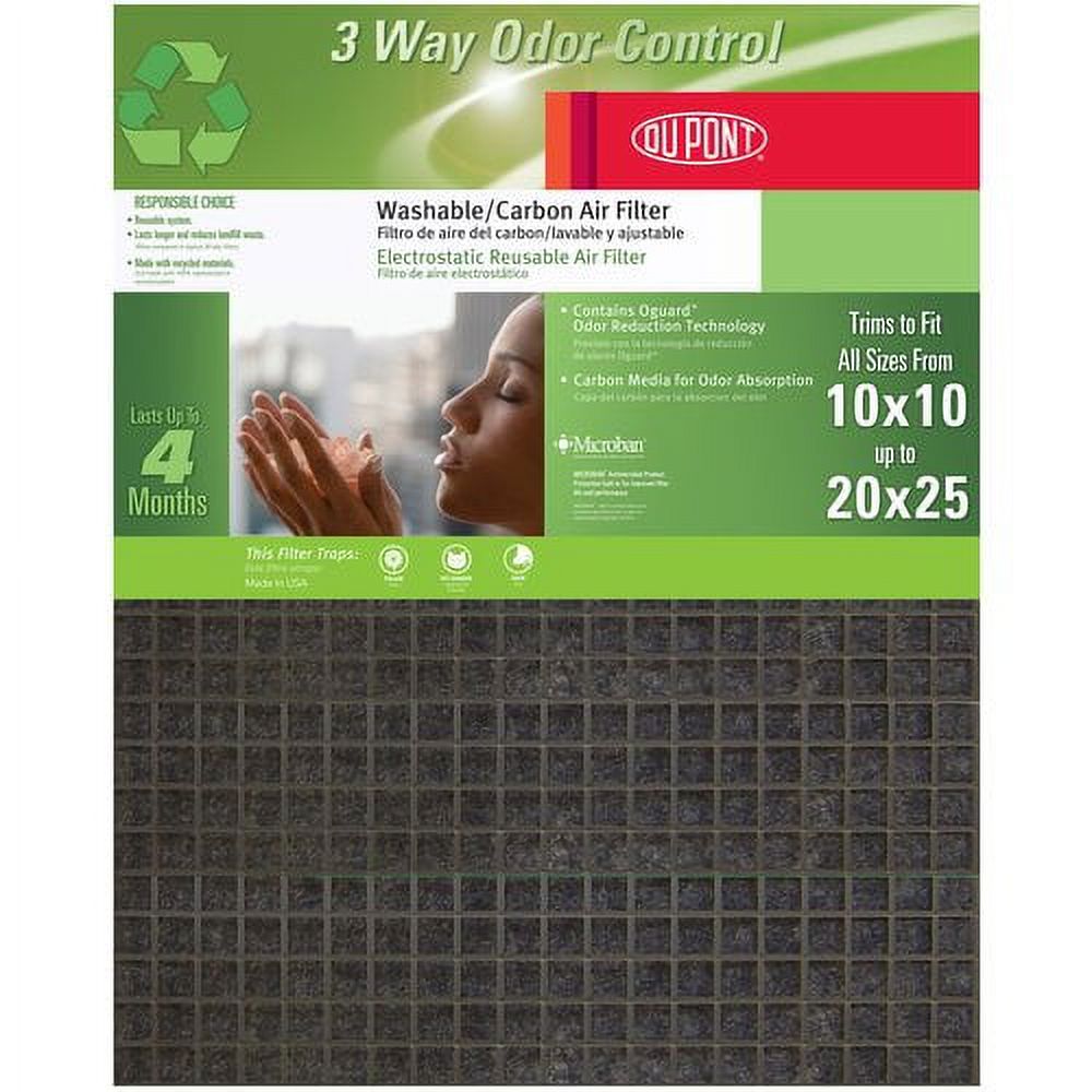 DuPont 3 Way Odor Control Carbon Adjustable Air Filter 20"x25". This filter is unique in that can be trimmed to fit most HVAC size needs. - image 1 of 7