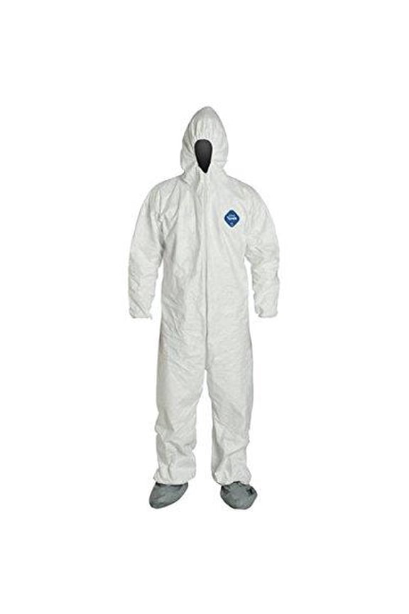 Disposable Elastic Wrist Coverall Suit, White, Extra-Large (Men)
