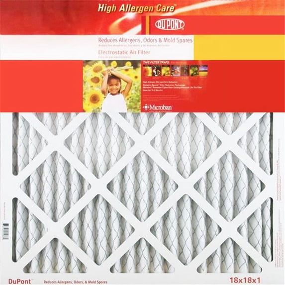 DuPont High Allergen Care Electrostatic Air Filter, 21.5 x 23.2 x 1 in.