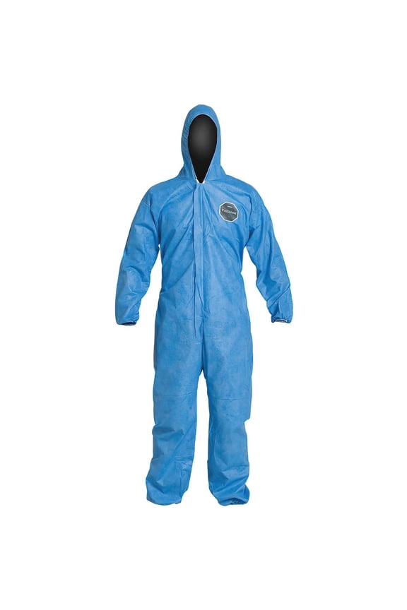 ProShield 10 PB127S Disposable Protective Coverall with Standard Fit Hood, Elastic Cuff and Ankles, Blue, Medium (Pack of 25) CA2