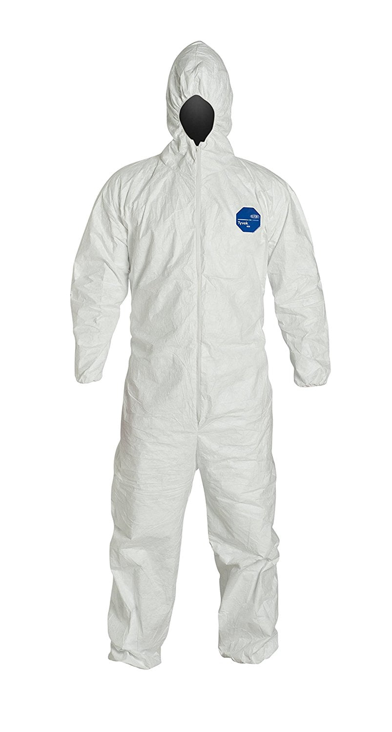 DuPont TY122S-L Disposable Elastic Tyvek Coverall Suits, Large, 6