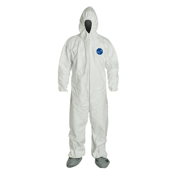Dupont Hooded Coverall,4XL,Wht,Tyvek(R) 400,PK6 TY122SWH4X0006G1