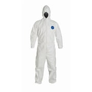 DuPont Medium White Safespec Tyvek Flash Spun Polyethylene Disposable Coveralls With Front Zipper Closure, Respirator Fit Hood, Elastic Wrist And Elastic Ankles