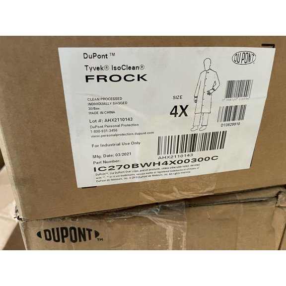 DuPont Tyvek IsoClean FROCK 4X, 30/CASE, IC270BWH4X00300C **FREE SHIPPING**