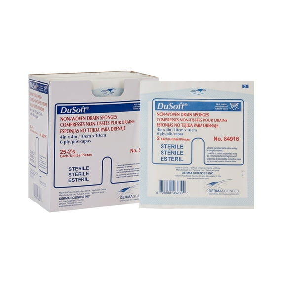 DuSoft 6-Ply Drain Sponge Sterile 4 x 4" 25 Pack(s), 2 per Pack