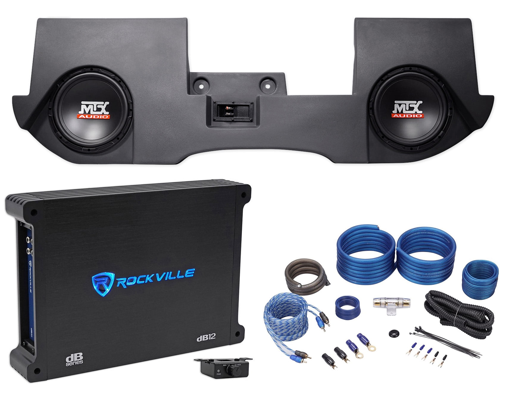Dual 10" MTX Subwoofers+Enclosure+Amp+Wires For 200216 Dodge Ram Quad