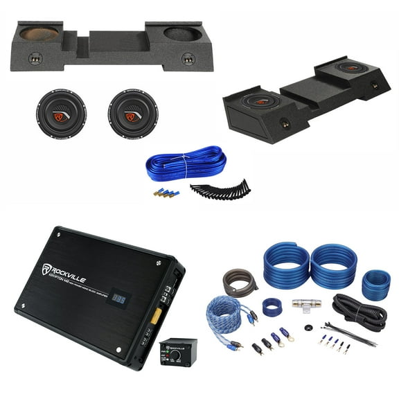 Dual 10" Sub Enclosure+Subs+Amp+Kit For 01-16 Chevy Avalanche/Cadillac Escalade