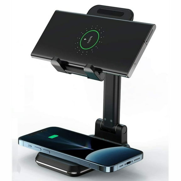 Dual 10W Wireless Charger for T-Mobile REVVL 6x Pro 5G - Fast Foldable Stand 2-Coils Charging Pad Slim