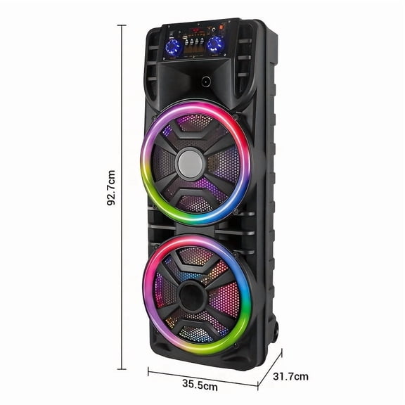 Dual 12 8000W Portable Bluetooth Party Speaker with Mic, LED Lights, USB/FM, TWS