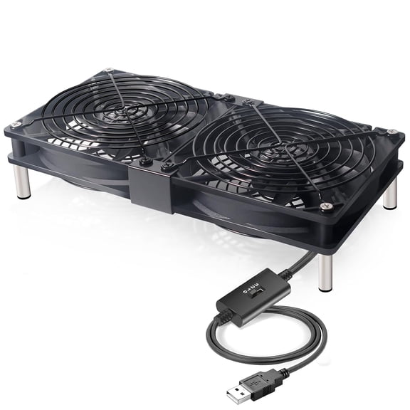 Dual 120mm 5V USB Cooling Fan with Speed Controller Ball Bearings Quiet for Router TV Box Micro Computer Cabinet