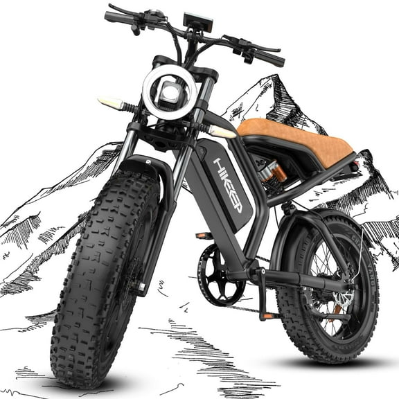 Electric Mountain Bike for Adults, 20" Fat Tire, 48V 15Ah Battery, 3000W Peak Dual Motor, 32MPH, UL2849 Certified Off-Road E-Bike, Brown