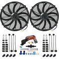 thumbnail image 1 of Dual 16-17 Inch Electric Radiator Fans In-Hose Thermostat Temp Switch Kit, 1 of 10