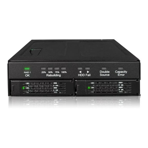 Dual 2.5" SATA Drive Removable RAID 1 & JBOD Mobile Rack Enclosure for 5.25" Bay - ToughArmor RAID MB902SPR-B R1
