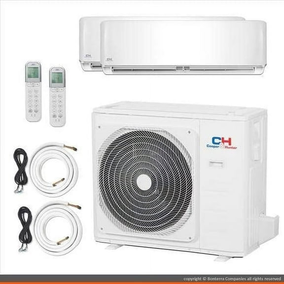 Dual 2 Zone Ductless Mini Split Air Conditioner Heat Pump 18000 18000 Multi 23 Seer