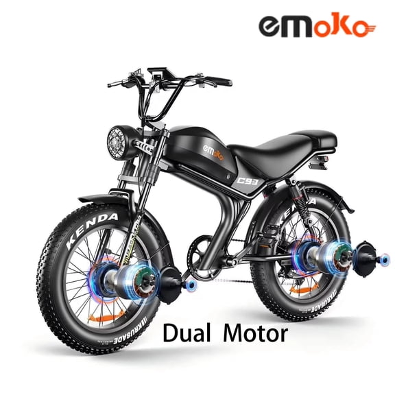 Dual 2000W MotorsEMOKO C93 Electric Bike,Removable 23Ah Battery ,Up to 100 km Range, Shimano 7-Speed Gears, Hydrualic Brake,20" Wheels