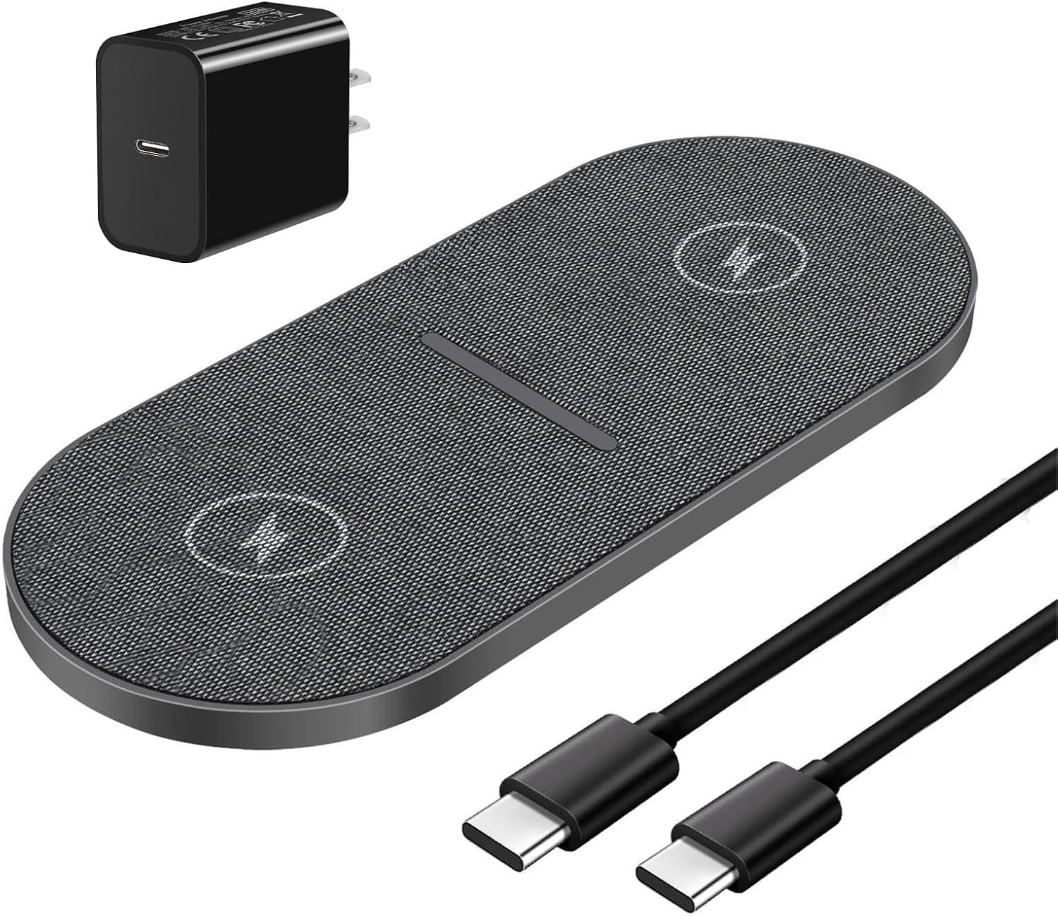 Dual 20W Wireless Charging Pad, Fast Wireless Charger with Adapter for iPhone 17 Pro max/17 Air/16/15/14/13/12/11/XS/XR/8 Plus,Air pods,Samsung Galaxy S25/S24/S23/S22/S21,Note20/10,Galaxy Buds,Gray