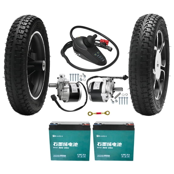 Dual 24V 250W Motor Conversion Kit 12'' wheels Joystick Controller fr Wheelchair