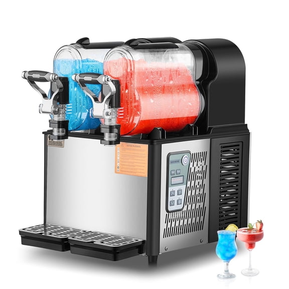 Dual 3L Slushy Maker - Margarita/Smoothie for Cafe/Home/Bar