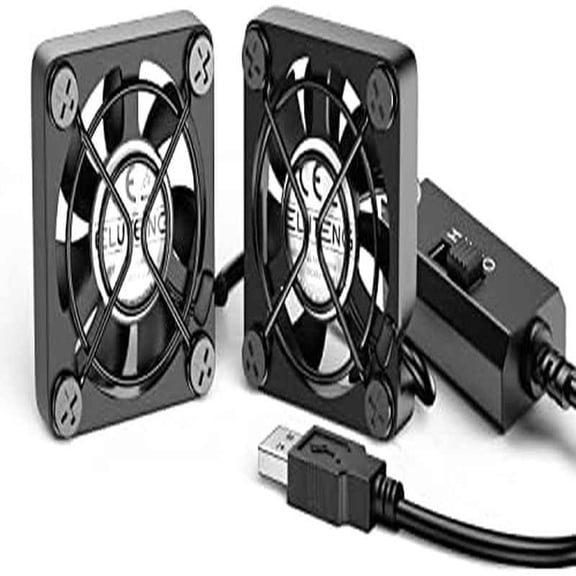Dual 40mm USB Cooling Fan - 3-Speed Quiet PC Fan with Metal Frame, for PC, Router, TV Box, Xbox, HDD Cooler