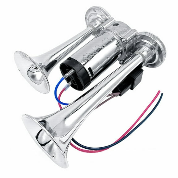 Dual 600DB Dual Trumpets, Super Loud Horns Kit With Compressor Universal For 12V Cars Motorcycles Trucks Trains Boats