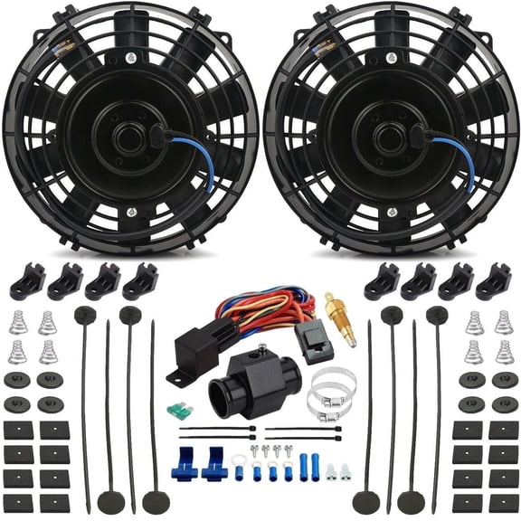 Dual 7-8 Inch 90w Electric Fans Thread-in Thermostat Temperature Switch