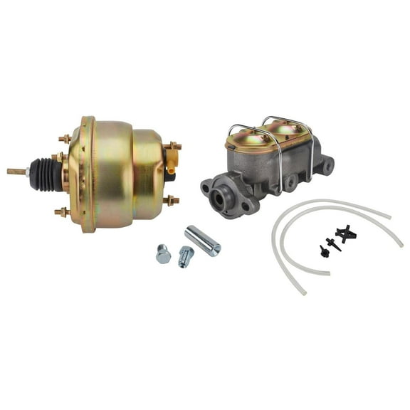 Speedway Motors Dual 7 Inch Brake Booster and Master Cylinder Combo with 1 Inch Bore Compact Dual Diaphragm Design for Firewall or Under Floor Install
