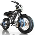 thumbnail image 1 of Dual Motor Electric Bike for Adults, 20" Fat Tires Ebike, Dirt Mountain Bike, 48V 15Ah E-bike for Men, UL2849, Black, 1 of 9