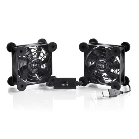Dual 80mm USB Speed Control Fan, 5V Portable Cooling Fan for Flat-Screen TV Receiver Router DVR Playstation Xbox Computer Cabinet Cooler