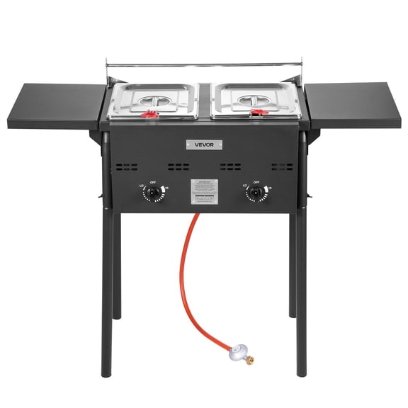 Dual 8QT Propane Deep Fryer, Dual Basket, Adjustable Heat