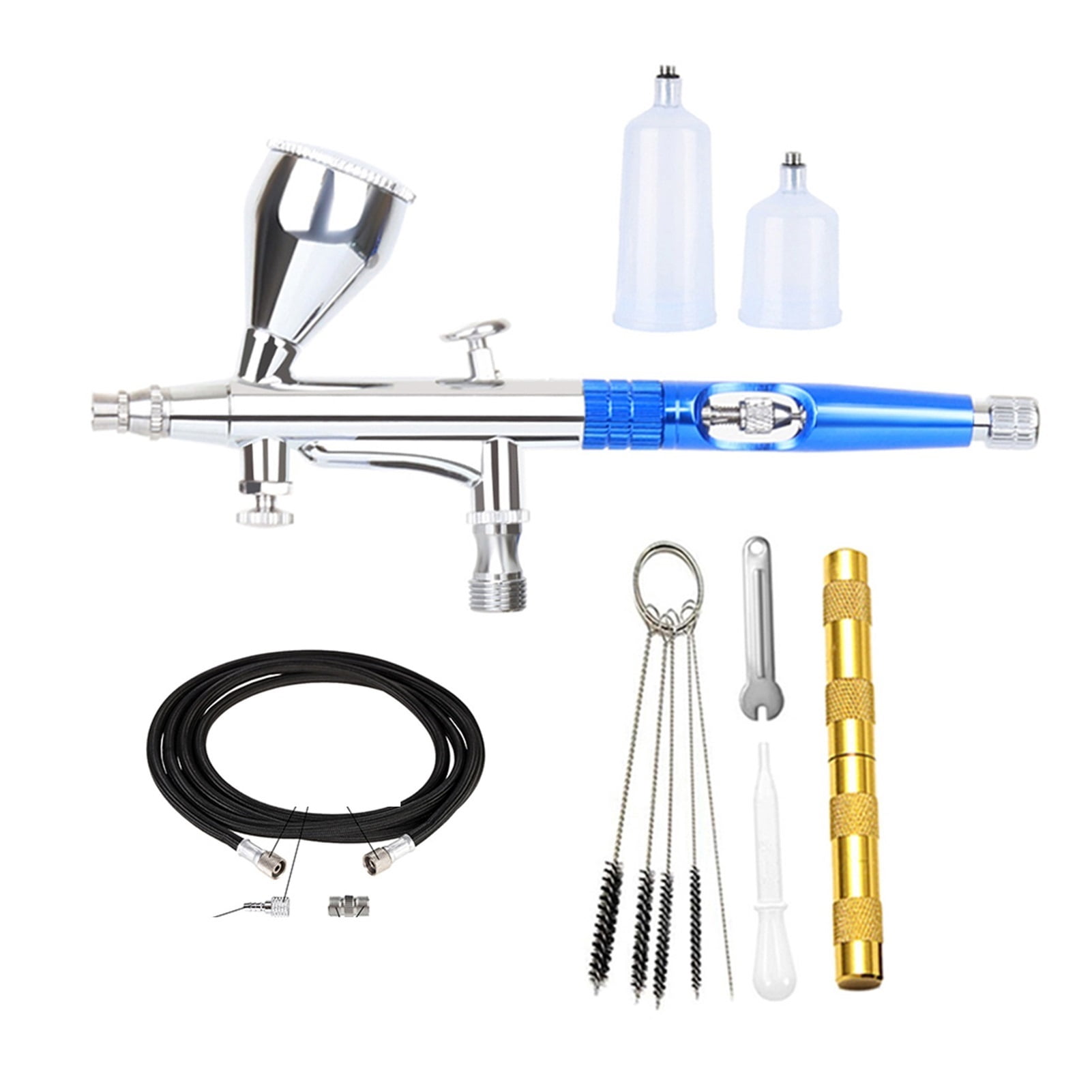 Dual Action Airbrush Gun 20 40CC 0.3MM Spary Pen Clean Kit Hose Black Red Blue Color ,Versatile applications