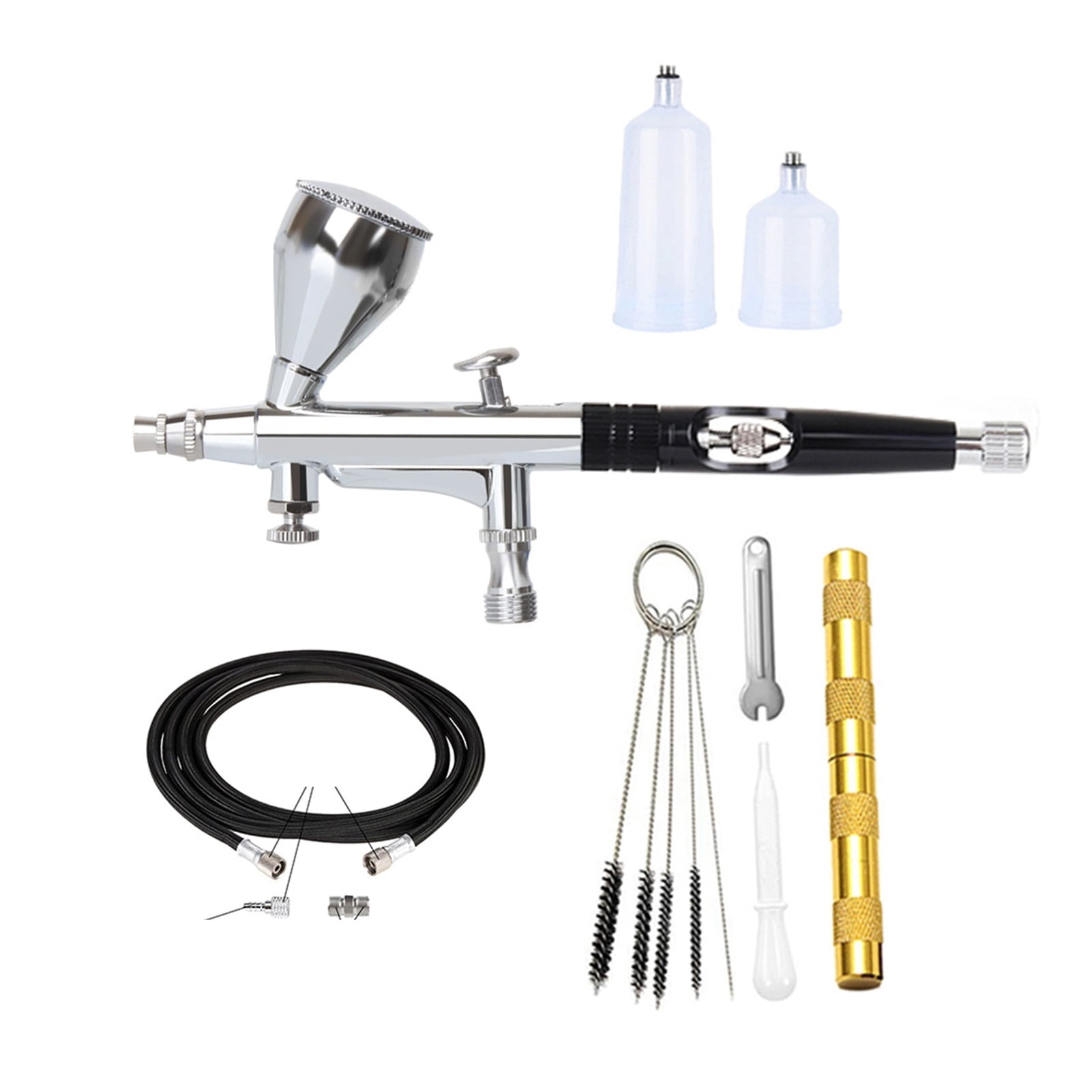 Dual Action Airbrush Gun 20 40CC 0.3MM Spary Pen Clean Kit Hose Black Red Blue Color ,Versatile applications