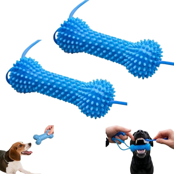 Dual-Action Canine Dental Prop, Bite and Brush Dental Toy for Dogs, Dog Dent𝐚𝐥 Chew Toy for Easier Teeth Brushing, for Daily Home Use, for Small Medium Large Dogs (2pcs)
