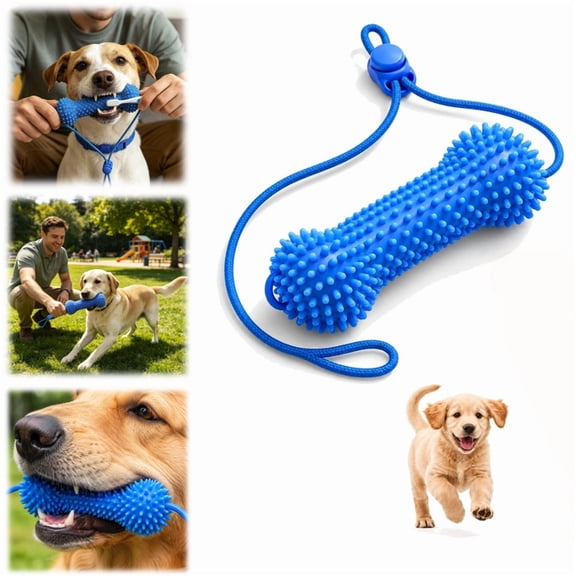 Dual-Action Canine Dental Prop,Dog Dental Chew Toy for Effortless Brushing,Interactive Treat-Dispensing Squeaky Bone,Pet Oral Care for Small,Medium,and Large Breeds 1pcs