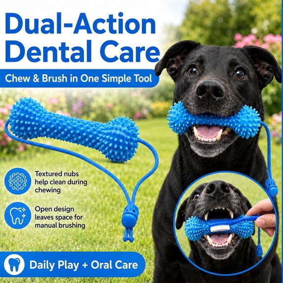 Dual Action Canine Dental Prop – Dog Dental Chews Toy for Easier Teeth Brushing – Pet Oral Care for Small Medium and Large Dogs – Dog Mouth Opener (1PC)