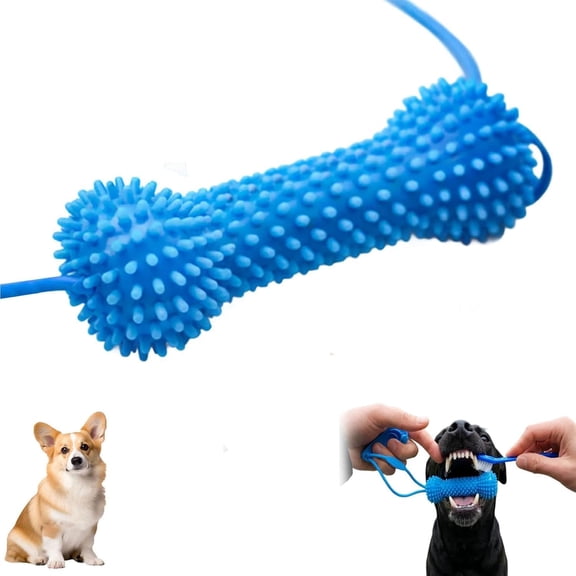 Dual Action Dog Dental Prop Rope Chew Toy TPR Bone For Pet Teeth Cleaning Interactive Tug Of War Oral Care Tool (1)