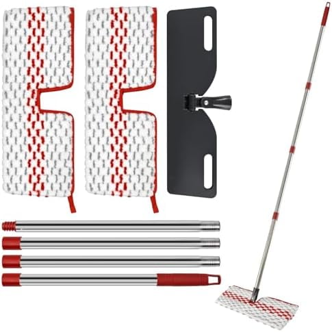 Dual-Action Flip Microfiber Flat Mop Set, 58" Stainless Steel Adjustable Handle with 2 Reusable Pads, Wet Dry Floor Cleaning for O-Cedar ProMist MAX Hardwood Floors