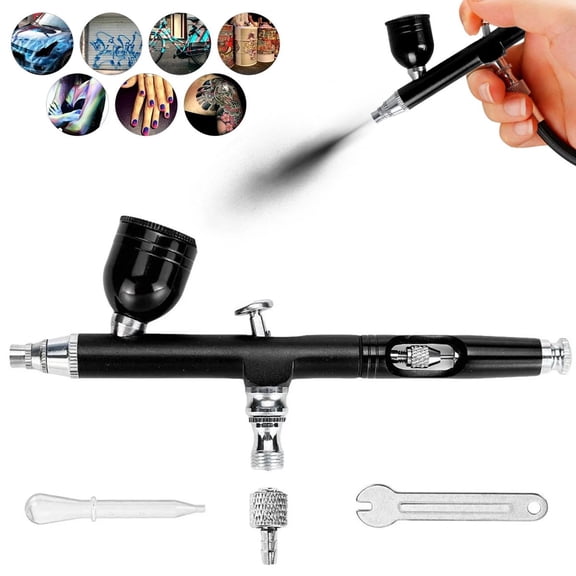 Dual Action Gravity Feed Airbrush Spray Gun 0.3mm Nozzle Professional Air Brush Paint Tool for Cake Decorating Nail Art Tattoo Makeup Model Craft Painting Hobby Spray Pen Kit