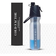 Cold Factor Dual-Action Misting Water Bottle, Blue , 20 oz– Stay Hydrated & Cool with Insulated Design – Leak-Proof, Portable, and Eco-Friendly