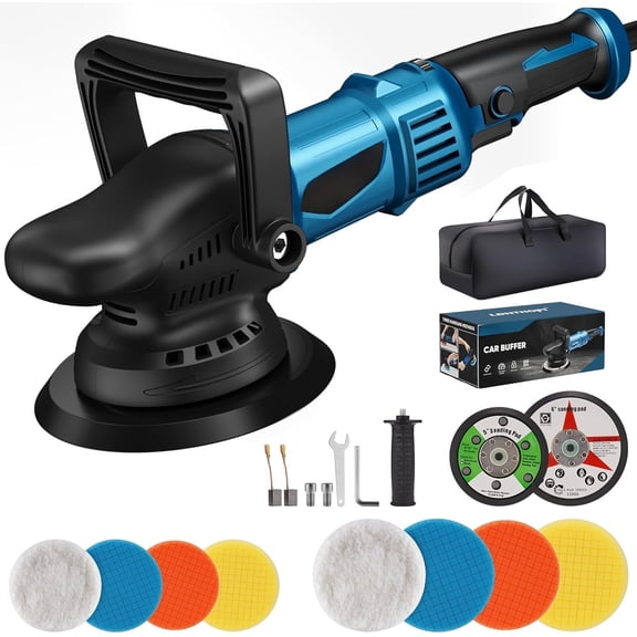 Dual Action Polisher, 980W 5/6 Inch, 9MM Random Orbital Buffer Polisher for  Detailing, 2800-5800RMP, 6 Variable Speed Buffer Polisher with 8 Detachable Pads
