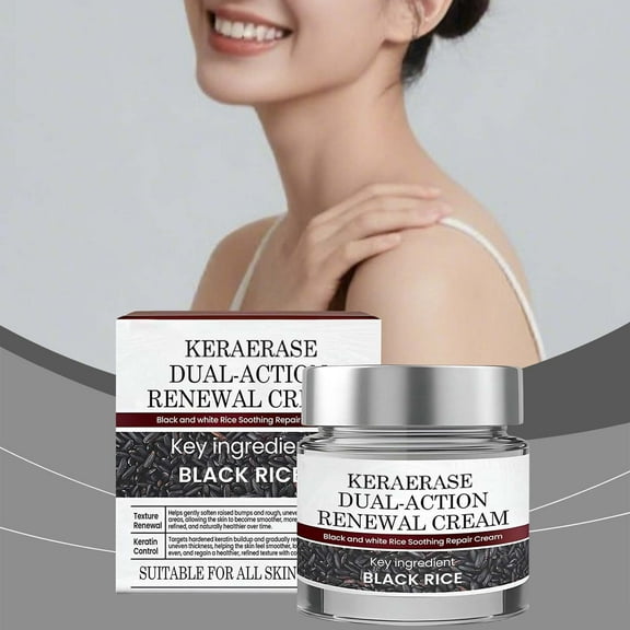 Dual-Action Renewal Cream Gentle Formula with Black & White Rice Extract, Smooth Cream Texture, Portable Jar for Daily & On-the-Go Skin Care Use