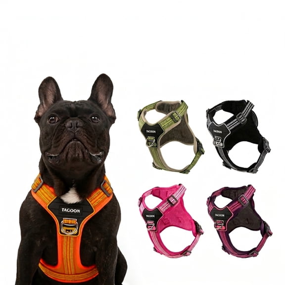 Dual-Adjustment Anti-Pull Dog Harness, 360° Full Coverage Reflective Pet Vest with Handle & Breathable Mesh, No-Pull Harness for Medium Large Dogs(Red,XL)